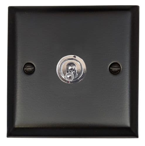 G&H SFB381-PC Spectrum Plate Matt Black 1 Gang 1 or 2 Way Toggle Light Switch