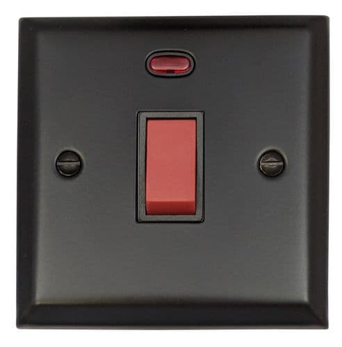 G&H SFB46B Spectrum Plate Matt Black 45 Amp DP Cooker Switch & Neon Single Plate
