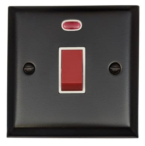 G&H SFB46W Spectrum Plate Matt Black 45 Amp DP Cooker Switch & Neon Single Plate