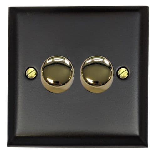 G&H SFB522-PB Spectrum Plate Matt Black 2 Gang 1 or 2 Way LED Dimmer Switch