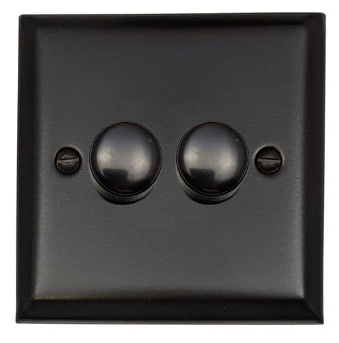 G&H SFB522 Spectrum Plate Matt Black 2 Gang 1 or 2 Way LED Dimmer Switch