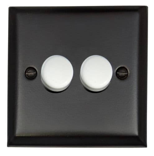 G&H SFB522-W Spectrum Plate Matt Black 2 Gang 1 or 2 Way LED Dimmer Switch
