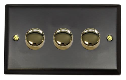 G&H SFB523-PB Spectrum Plate Matt Black 3 Gang 1 or 2 Way LED Dimmer Switch
