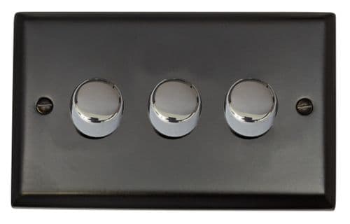 G&H SFB523-PC Spectrum Plate Matt Black 3 Gang 1 or 2 Way LED Dimmer Switch
