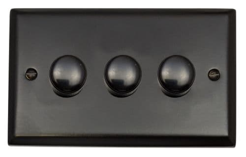 G&H SFB523 Spectrum Plate Matt Black 3 Gang 1 or 2 Way LED Dimmer Switch