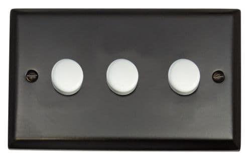 G&H SFB523-W Spectrum Plate Matt Black 3 Gang 1 or 2 Way LED Dimmer Switch