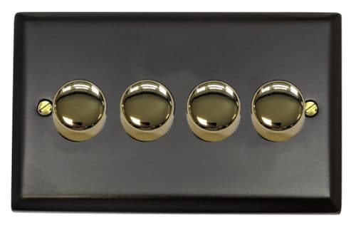 G&H SFB524-PB Spectrum Plate Matt Black 4 Gang 1 or 2 Way LED Dimmer Switch