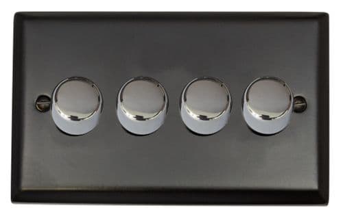 G&H SFB524-PC Spectrum Plate Matt Black 4 Gang 1 or 2 Way LED Dimmer Switch