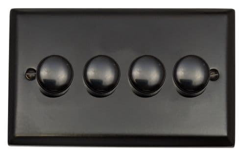 G&H SFB524 Spectrum Plate Matt Black 4 Gang 1 or 2 Way LED Dimmer Switch