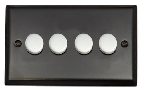 G&H SFB524-W Spectrum Plate Matt Black 4 Gang 1 or 2 Way LED Dimmer Switch