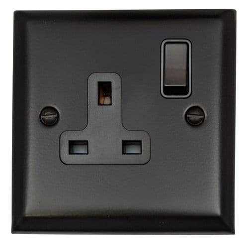 G&H SFB9B Spectrum Plate Matt Black 1 Gang Single 13A Switched Plug Socket