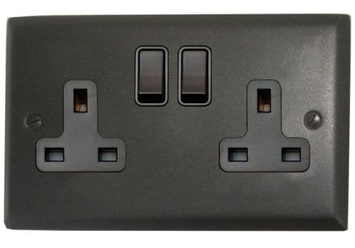 G&H SG10B Spectrum Plate Graphite 2 Gang Double 13A Switched Plug Socket