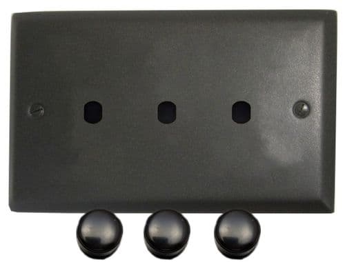 G&H SG13-PK Spectrum Plate Graphite 3 Gang Dimmer Plate Only inc Dimmer Knobs