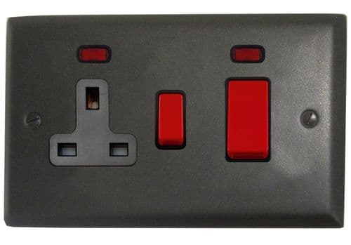 G&H SG29B Spectrum Plate Graphite 45 Amp DP Cooker Switch & 13A Switched Socket