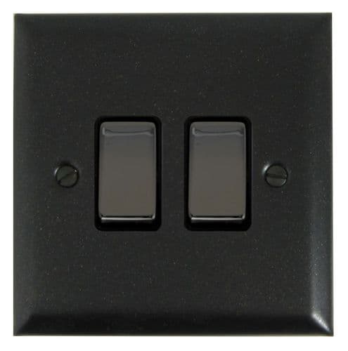 G&H SG302 Spectrum Plate Graphite 2 Gang 1 or 2 Way Rocker Light Switch