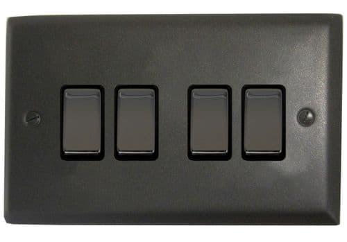 G&H SG304 Spectrum Plate Graphite 4 Gang 1 or 2 Way Rocker Light Switch