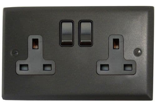 G&H SG310 Spectrum Plate Graphite 2 Gang Double 13A Switched Plug Socket