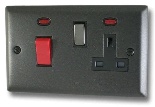 G&H SG329 Spectrum Plate Graphite 45 Amp DP Cooker Switch & 13A Switched Socket