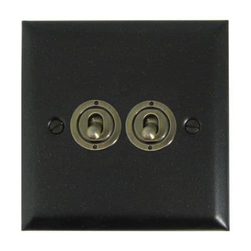 G&H SG382-AB Spectrum Plate Graphite 2 Gang 1 or 2 Way Toggle Light Switch