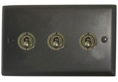 G&H SG383-AB Spectrum Plate Graphite 3 Gang 1 or 2 Way Toggle Light Switch