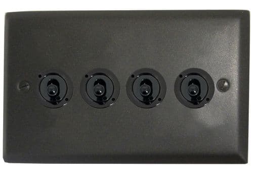 G&H SG384-FBK Spectrum Plate Graphite 4 Gang 2 Way Toggle Light Switch