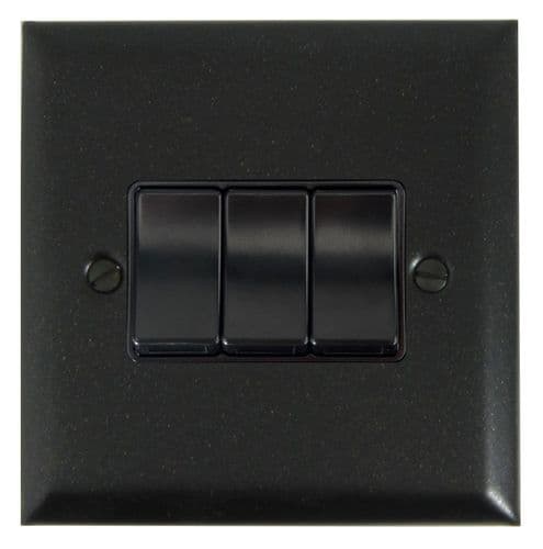G&H SG3B Spectrum Plate Graphite 3 Gang 1 or 2 Way Rocker Light Switch