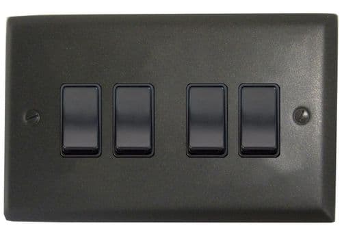 G&H SG4B Spectrum Plate Graphite 4 Gang 1 or 2 Way Rocker Light Switch