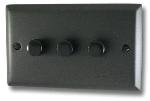 G&H SG523-FBK Spectrum Plate Graphite 3 Gang 1 or 2 Way LED Dimmer Switch