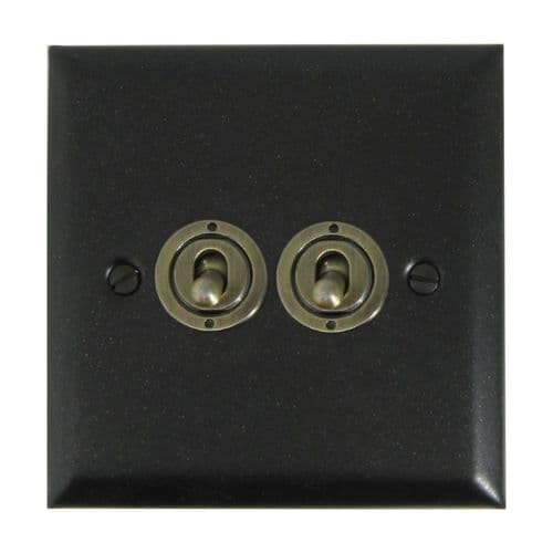 G&H SG82A-AB Spectrum Plate Graphite 2 Gang 1 x 2 Way 1 x Intermediate Toggle Light Switch