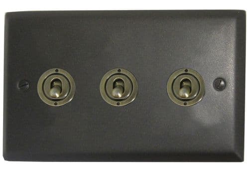 G&H SG83A-AB Spectrum Plate Graphite 3 Gang 1 x 2 Way 2 x Intermediate Toggle Light Switch