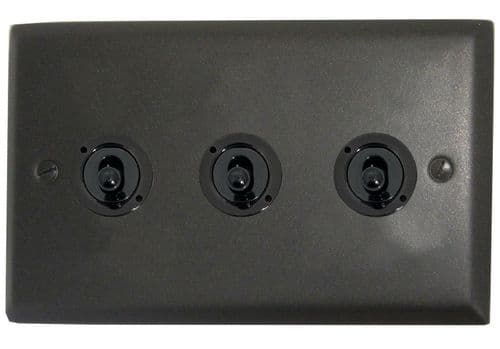 G&H SG83A-FBK Spectrum Plate Graphite 3 Gang 1 x 2 Way 2 x Intermediate Toggle Light Switch
