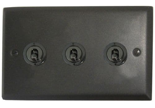 G&H SG83C-BN Spectrum Plate Graphite 3 Gang 2 x 2 Way 1 x Intermediate Toggle Light Switch