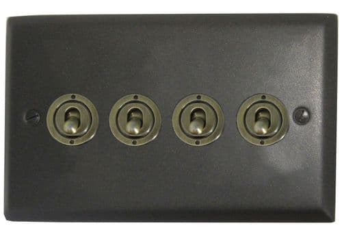 G&H SG84A-AB Spectrum Plate Graphite 4 Gang 1 x 2 Way 3 x Intermediate Toggle Light Switch