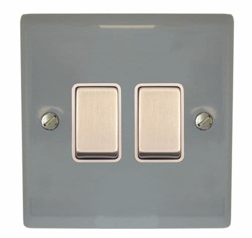 G&H SLG202 Spectrum Plate Light Grey 2 Gang 1 or 2 Way Rocker Light Switch