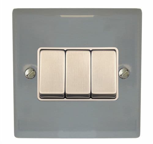 G&H SLG203 Spectrum Plate Light Grey 3 Gang 1 or 2 Way Rocker Light Switch