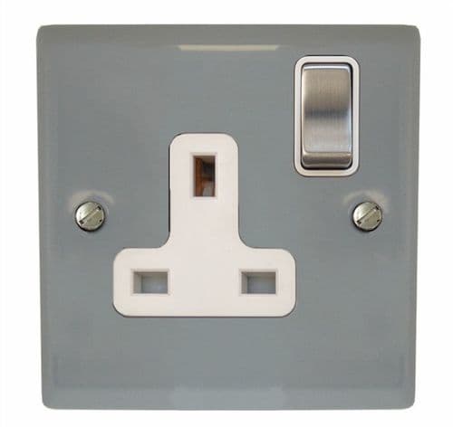 G&H SLG209 Spectrum Plate Light Grey 1 Gang Single 13A Switched Plug Socket