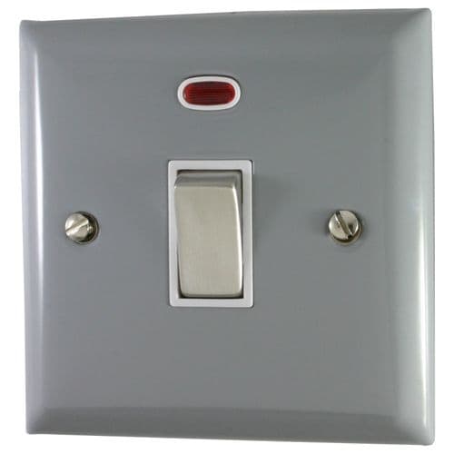 G&H SLG226 Spectrum Plate Light Grey 1 Gang 20 Amp Double Pole Switch & Neon
