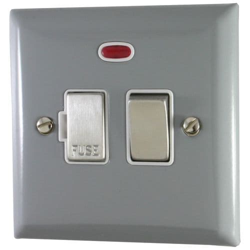 G&H SLG227 Spectrum Plate Light Grey 1 Gang Fused Spur 13A Switched & Neon