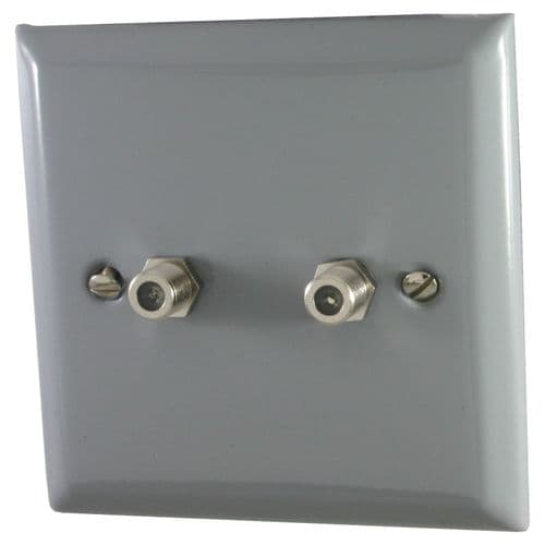 G&H SLG237 Spectrum Plate Light Grey 2 Gang Satellite Socket Point