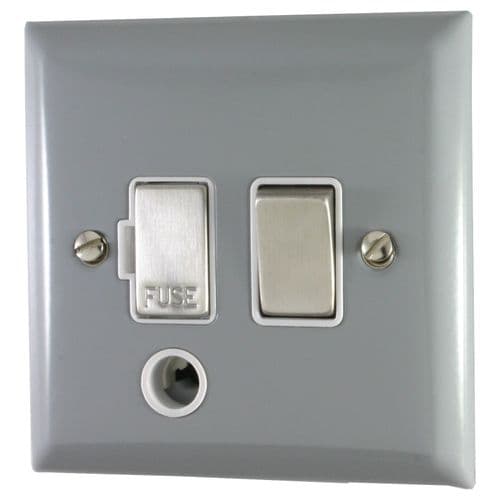 G&H SLG256 Spectrum Plate Light Grey 1 Gang Fused Spur 13A Switched & Flex Outlet