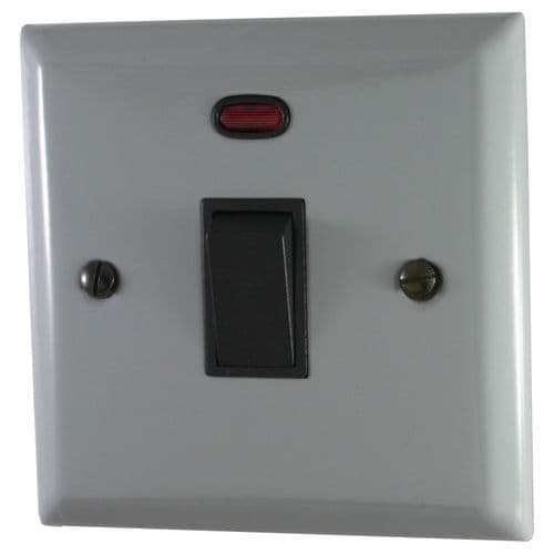 G&H SLG26B Spectrum Plate Light Grey 1 Gang 20 Amp Double Pole Switch & Neon