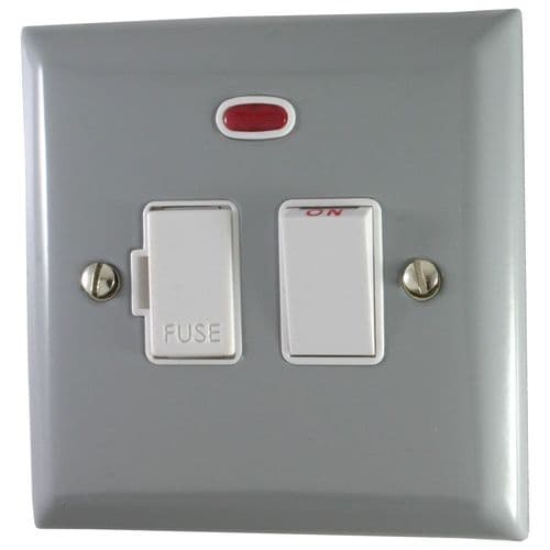 G&H SLG27W Spectrum Plate Light Grey 1 Gang Fused Spur 13A Switched & Neon