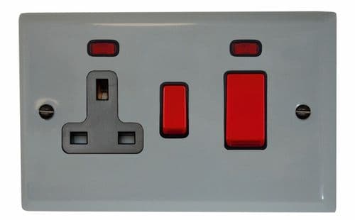 G&H SLG29B Spectrum Plate Light Grey 45 Amp DP Cooker Switch & 13A Switched Socket
