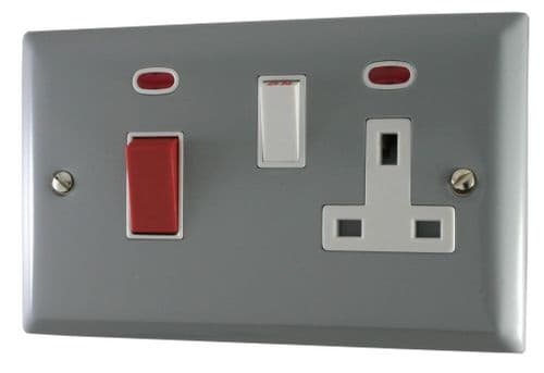 G&H SLG29W Spectrum Plate Light Grey 45 Amp DP Cooker Switch & 13A Switched Socket