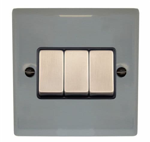 G&H SLG303 Spectrum Plate Light Grey 3 Gang 1 or 2 Way Rocker Light Switch