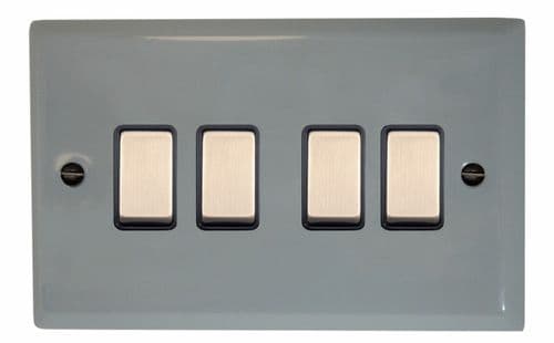 G&H SLG304 Spectrum Plate Light Grey 4 Gang 1 or 2 Way Rocker Light Switch