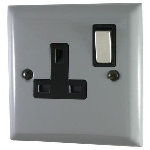 G&H SLG309 Spectrum Plate Light Grey 1 Gang Single 13A Switched Plug Socket