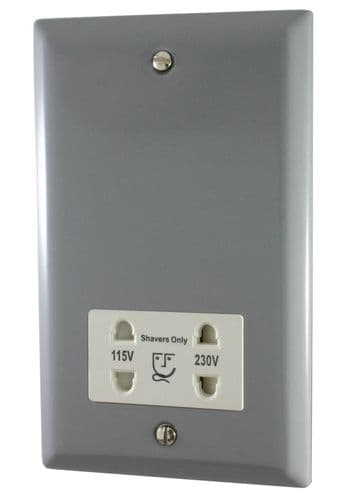 G&H SLG30W Spectrum Plate Light Grey Dual Voltage Shaver Socket 115-230V