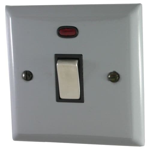 G&H SLG326 Spectrum Plate Light Grey 1 Gang 20 Amp Double Pole Switch & Neon
