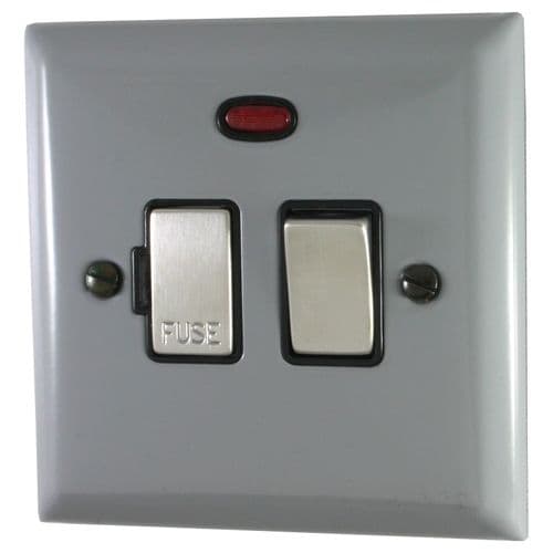 G&H SLG327 Spectrum Plate Light Grey 1 Gang Fused Spur 13A Switched & Neon